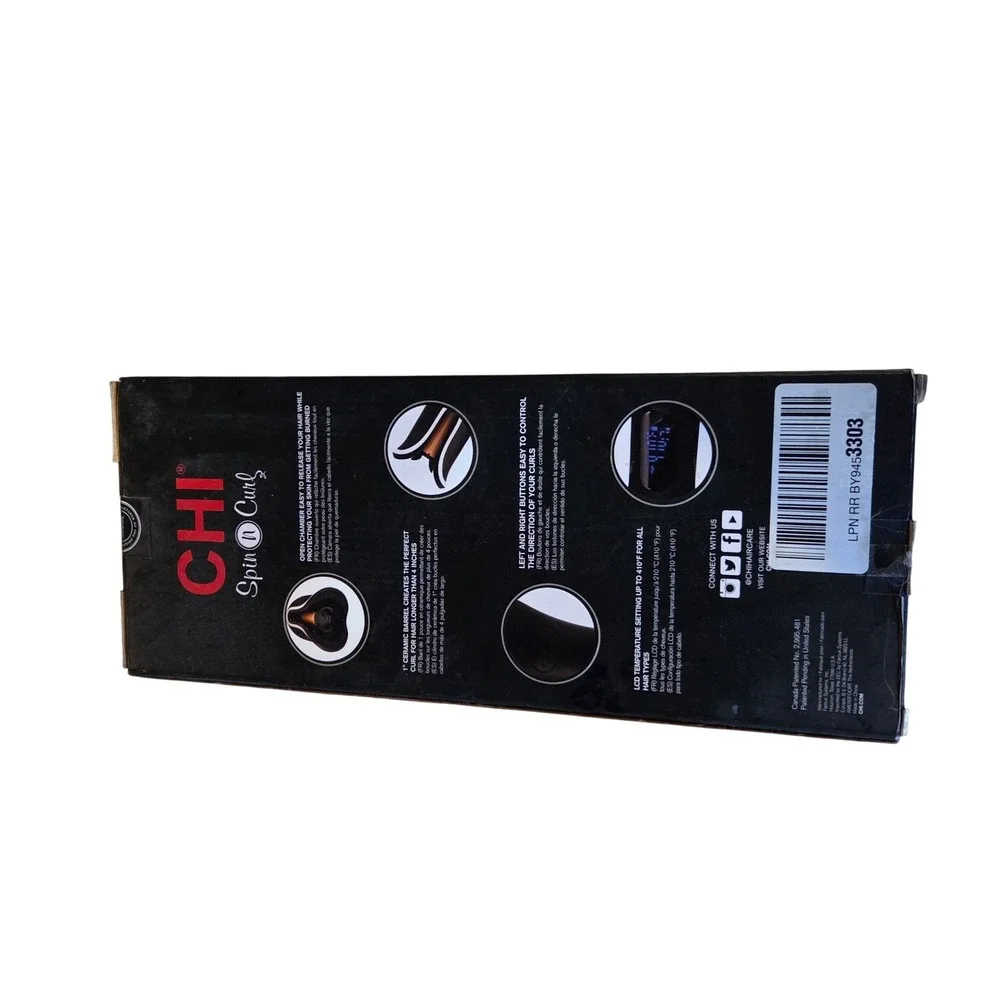 CHI Spin N Curl Automatic‎ Hair Curler Black NWOT Unused Case Broken Minimalist